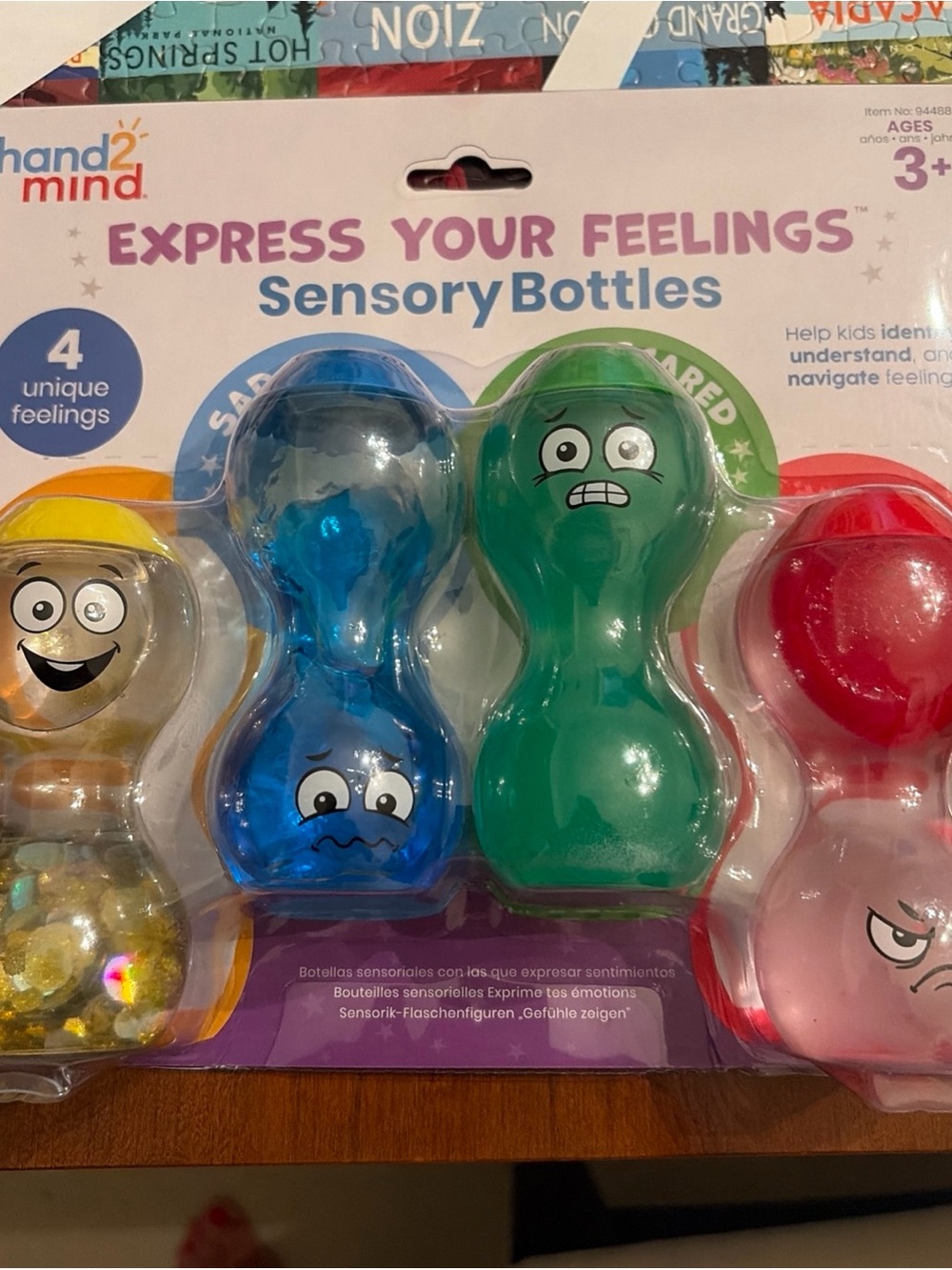 Express Your Feelings Sensory Bottles - Blue, Green, Yellow, Red